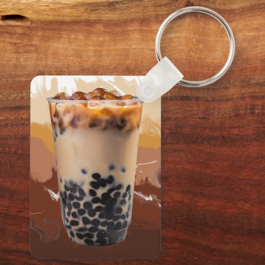 Cute 3D Milk Tea Design – Boba Lover Aesthetic Schlüsselanhänger (Rückseite)