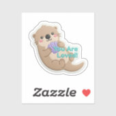Cute 3D Otter "You Are Loved" Digital Sticker (Blatt)