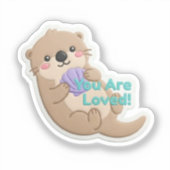 Cute 3D Otter "You Are Loved" Digital Sticker (Vorderseite)