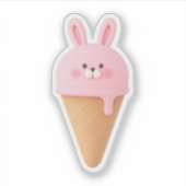 Cute 3D Pink Bunny Ice Cream Cone Sticker (Vorderseite)