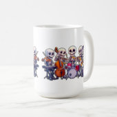 Cute 3D Skeleton Music Band – Adorable Cartoon Con Kaffeetasse (VorderseiteRechts)
