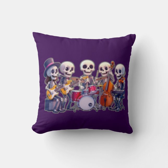 Cute 3D Skeleton Music Band – Adorable Cartoon Con Kissen (Vorderseite)