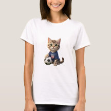 Cute 3D Tabby Cat Soccer Mascot USA Blue Jersey 