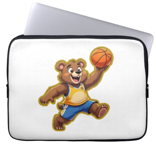 Cute 3D Teddy Bear Playing Basketball – Adorable S Laptopschutzhülle (Vorderseite)