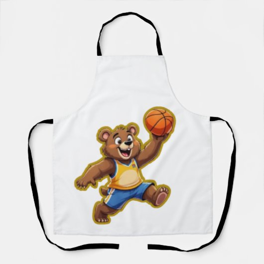 Cute 3D Teddy Bear Playing Basketball – Adorable S Schürze (Vorderseite)