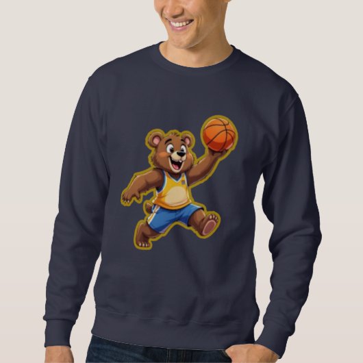 Cute 3D Teddy Bear Playing Basketball – Adorable S Sweatshirt (Vorderseite)