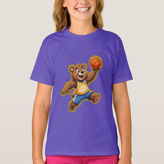 Cute 3D Teddy Bear Playing Basketball – Adorable S T-Shirt (Vorderseite)