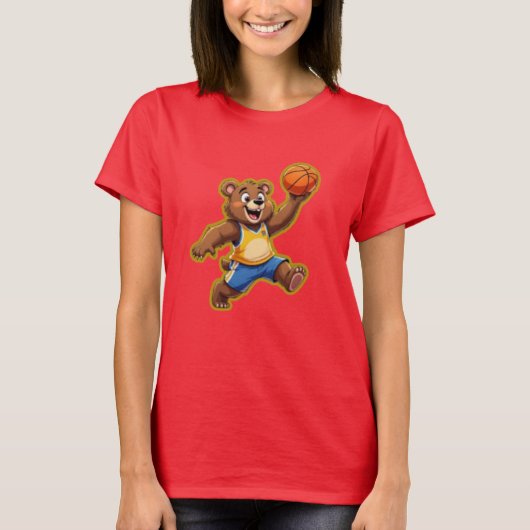 Cute 3D Teddy Bear Playing Basketball – Adorable S T-Shirt (Vorderseite)