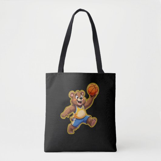 Cute 3D Teddy Bear Playing Basketball – Adorable S Tasche (Vorderseite)