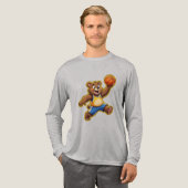 Cute 3D Teddy Bear Playing Basketball – Adorable S Tri-Blend Shirt (Volle Vorderseite)