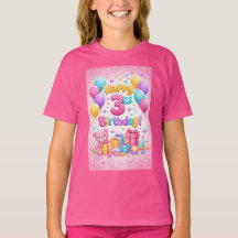 Cute 3rd Birthday Girl Balloon Design – Three Year