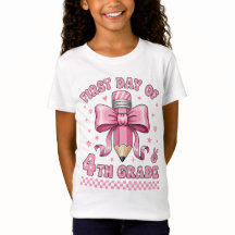 Cute 4th Grade Girl Pink Bow Coquette Design