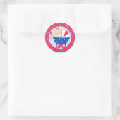 Cute 4th of July Patriotic Baby Girl Baby Shower Runder Aufkleber (Tasche)