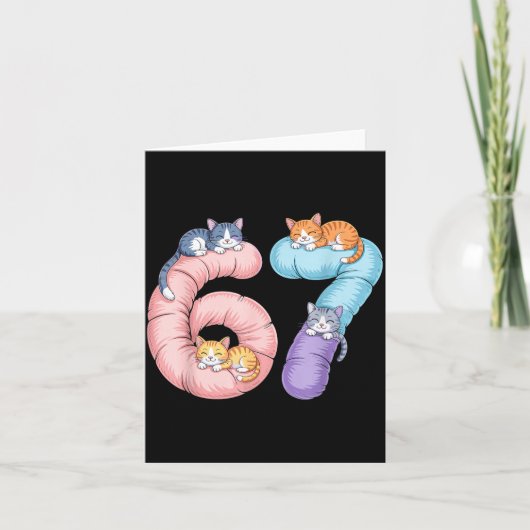 Cute 67 Cat Meme Design Karte (Vorderseite)