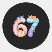 Cute 67 Cat Meme Design Runder Aufkleber (Vorderseite)