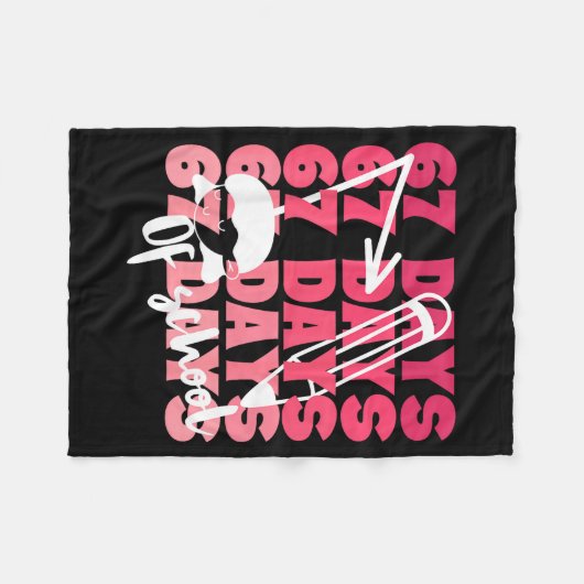 Cute 67 Days Of School Girls Milestone Students Fu Fleecedecke (Vorderseite (Horizontal))