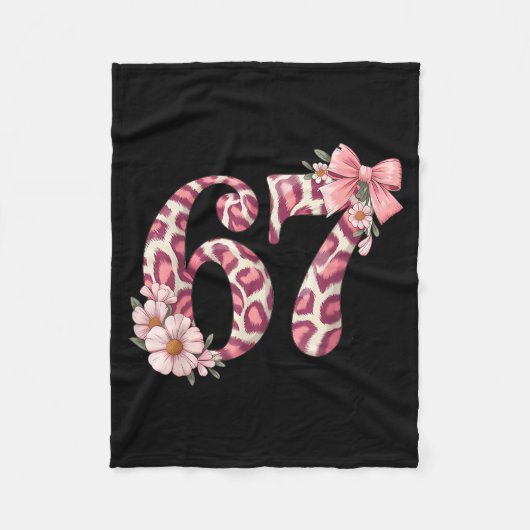Cute 67 Meme Nk Bow Leopard Floral For Girl Women Fleecedecke (Vorderseite)