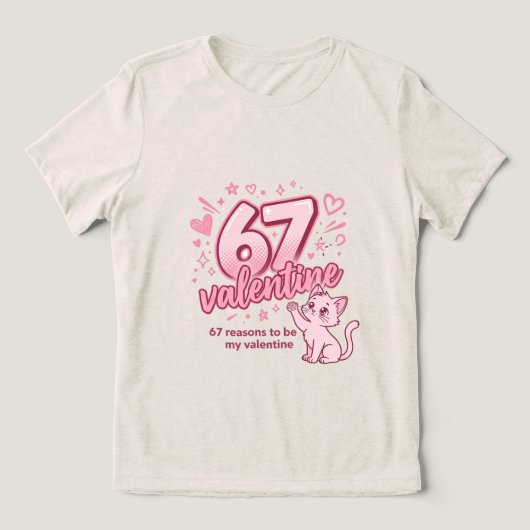 Cute 67 valentine catT-Shirt Tri-Blend Shirt (Design Vorderseite)