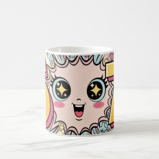 Cute 6 7 Brainrot Chibi Anime Kaffeetasse (Mittel)