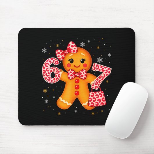 Cute 6 7 Christmas Leopard Bow Gingerbread Girls W Mousepad (Mit Mouse)