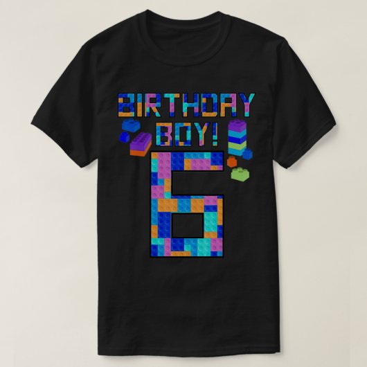 Cute 6th Birthday Gift 6 Years Old Block Building T-Shirt (Design vorne)