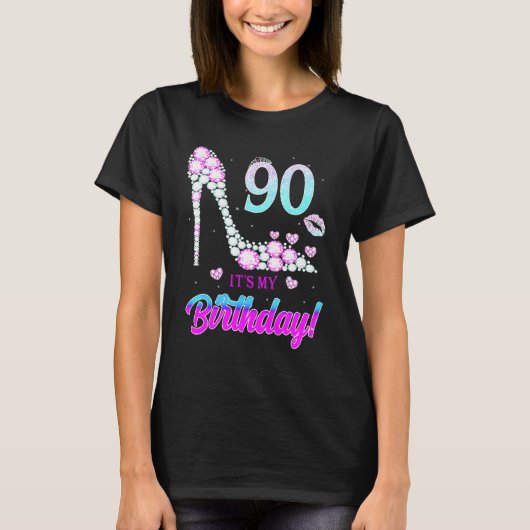 Cute 90 Years Old It's My 90th Birthday Party T-Shirt (Vorderseite)