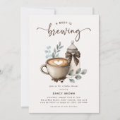 Cute 'a Baby is Brewing' Coffee Baby Shower Einladung (Vorderseite)