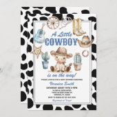 Cute A Little Cowboy Baby Shower Western Party Einladung (Vorne/Hinten)