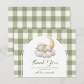 Cute A little lamb baby shower Sage Green Gingham Dankeskarte (Vorne/Hinten)