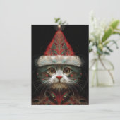 Cute Abstract Cat Christmas Cards Feiertagskarte (Stehend Vorderseite)