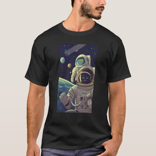 Cute Abstract Cats in Space T-Shirt (Vorderseite)