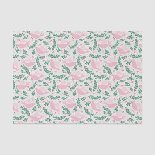 Cute Abstract Pink Christmas Peace Dove Pattern Seidenpapier (Vorderseite)