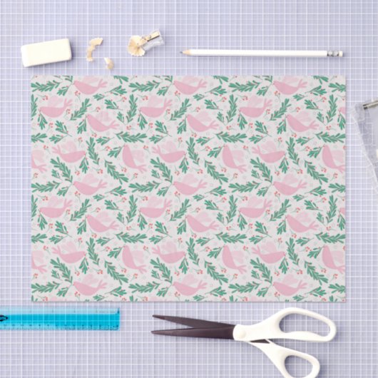 Cute Abstract Pink Christmas Peace Dove Pattern Seidenpapier (Handwerk)