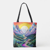 Cute Abstract Scenic Landscape Illustration Tasche (Rückseite)