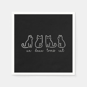 Cute Abstract Un Deux Trois Cat French Kitty Serviette