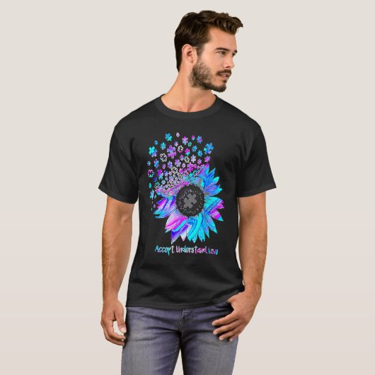 Cute Accept Understand Love Sunflower Autism Aware T-Shirt (Vorne ganz)