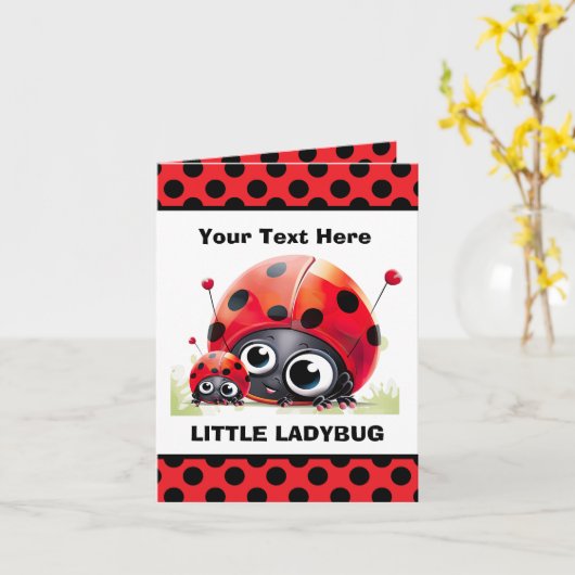 cute add your purpose text little ladybug karte (Gelbe Blume)