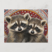 Cute Adorable Baby Raccoons Boho Postkarte (Vorderseite)