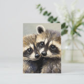Cute Adorable Baby Raccoons Postkarte (Stehend Vorderseite)