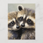 Cute Adorable Baby Raccoons Postkarte (Vorderseite)