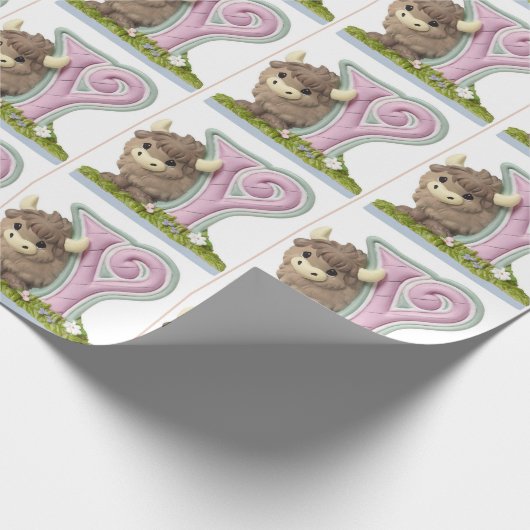 Cute & adorable brown Yak  Geschenkpapier (Ecke)