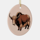 Cute & adorable brown Yak  Keramik Ornament (Rechts)