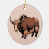 Cute & adorable brown Yak  Keramik Ornament (Links)