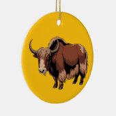 Cute & adorable brown Yak  Keramik Ornament (Rechts)