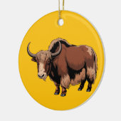 Cute & adorable brown Yak  Keramik Ornament (Links)