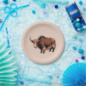 Cute & adorable brown Yak  Pappteller (Party)