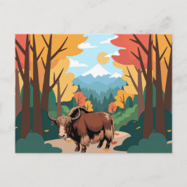 Cute & adorable brown Yak Postkarte