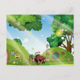 Cute & adorable brown Yak Postkarte