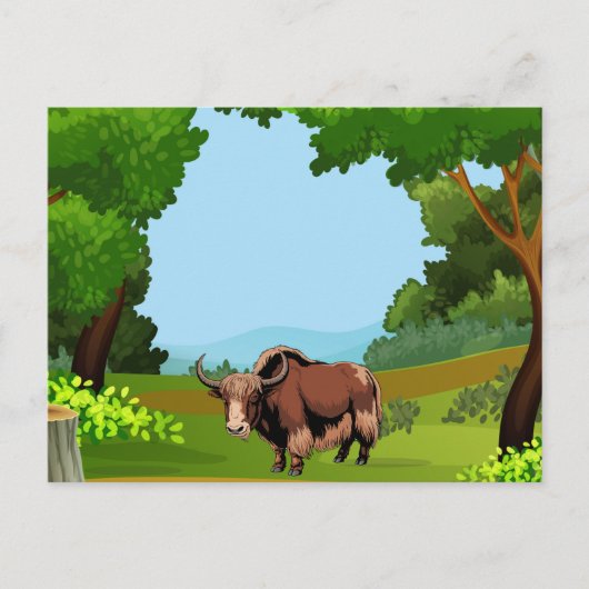 Cute & adorable brown Yak  Postkarte (Vorderseite)