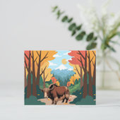 Cute & adorable brown Yak Postkarte (Stehend Vorderseite)